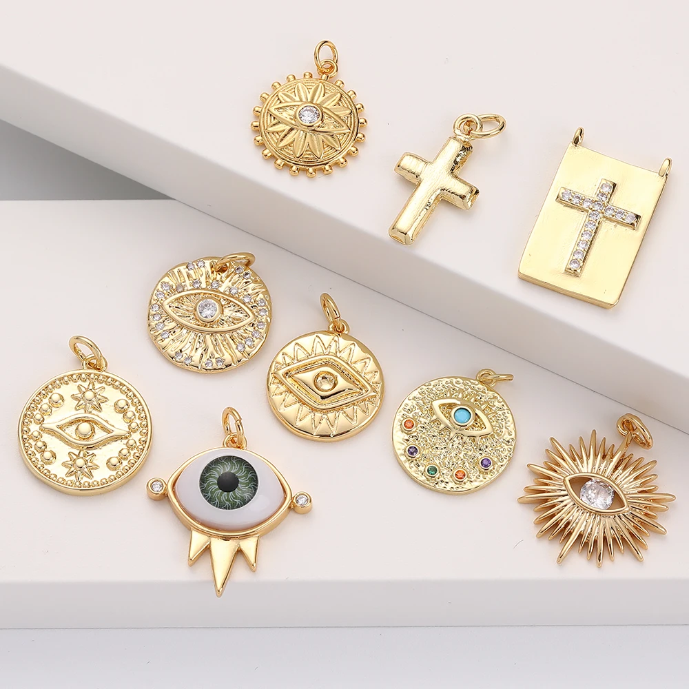 

Eye Cross Golden Charms for Jewelry Making Cute Moon Star Charm Pendant Charms Diy Earrings Necklace Bracelet