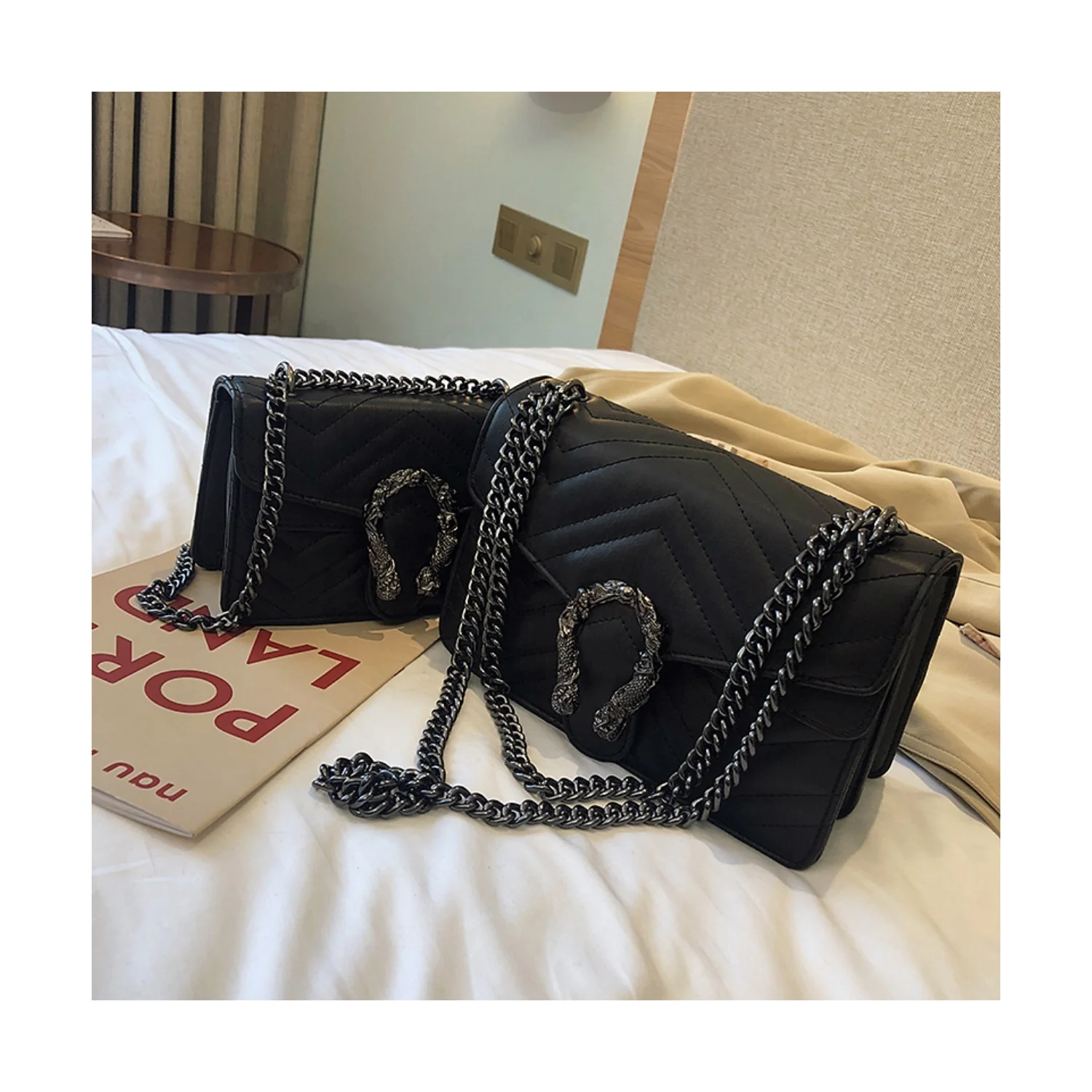 

Hot luxury ladies elegance chain sac pure color square bag designer fashion wave pattern hand bags women purses sling handbags