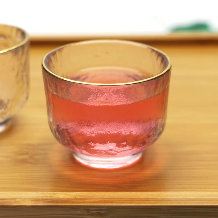 Japanese Style Gold Rim Sake Glass Japan Frosted Sake Cup Custom Sake