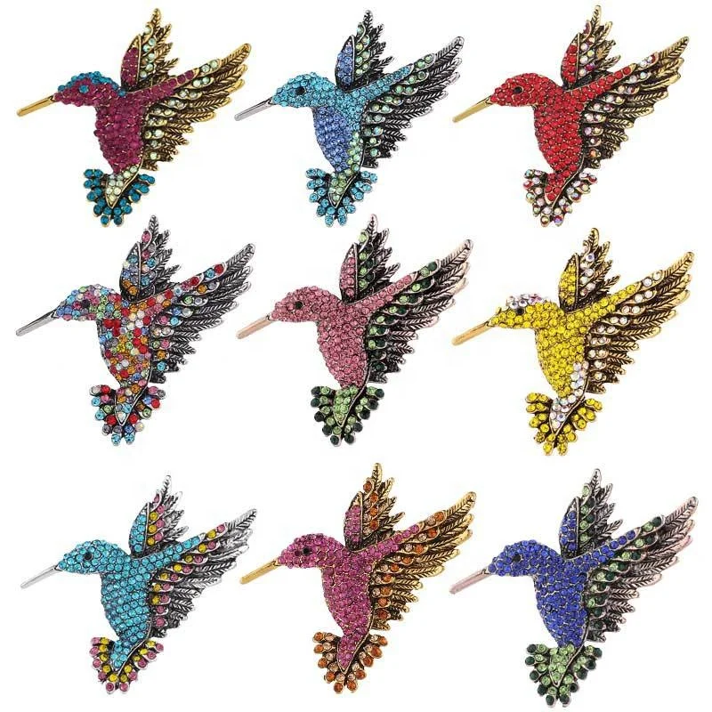 

Bird Brooch Corsage Dress Collar Pin Silk Scarf Buckle Hijab Crystal Rhinestone Brooches Pins for Women