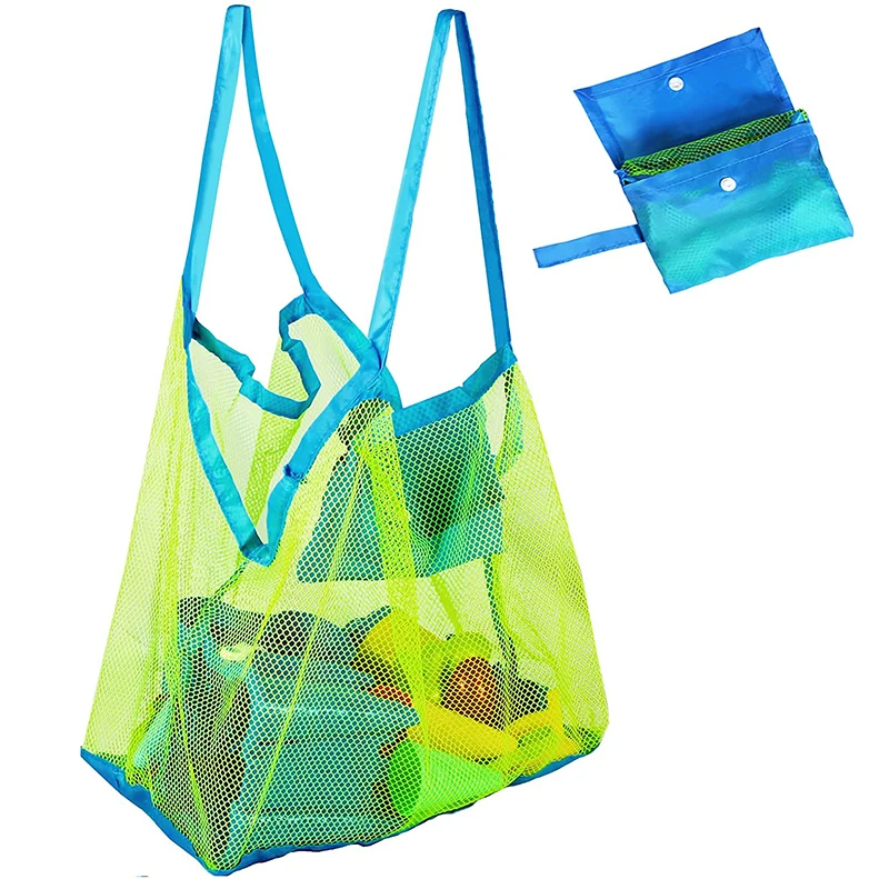 

Anti Sand Durable Outside Beach Toy Storage Bag Large Clear Folding Tote Mesh Bag Beach Toy Mesh Bag for Boy, Green , or custom color