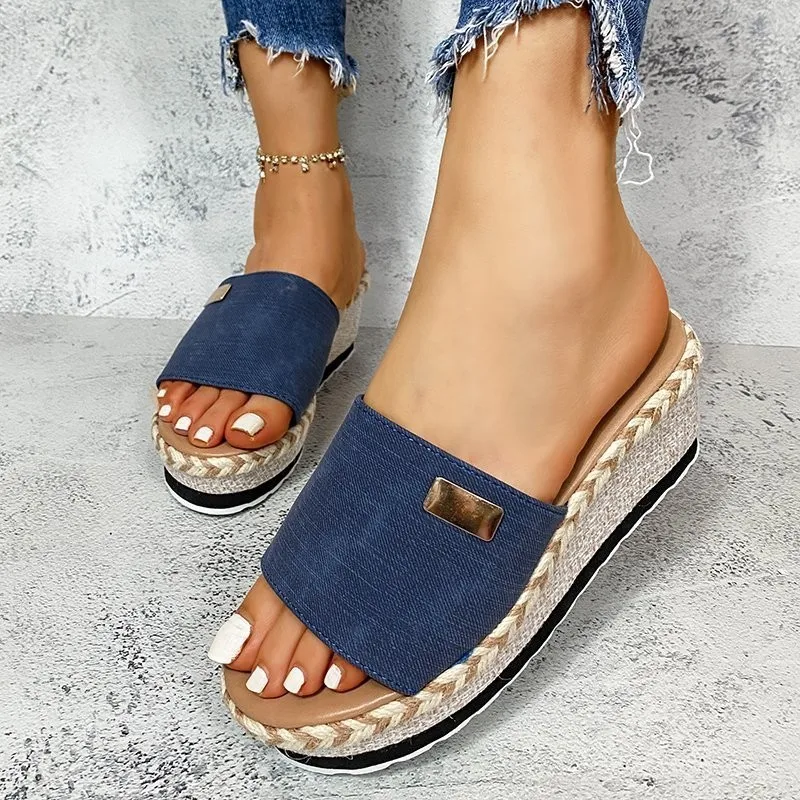 

Womens Wedding Wedge Shoes Women Heels Platform Summer Wedges Cork Fashion High Beach Flip-Flops High-Heeled Wooden Wedged Heel, Multiple colour