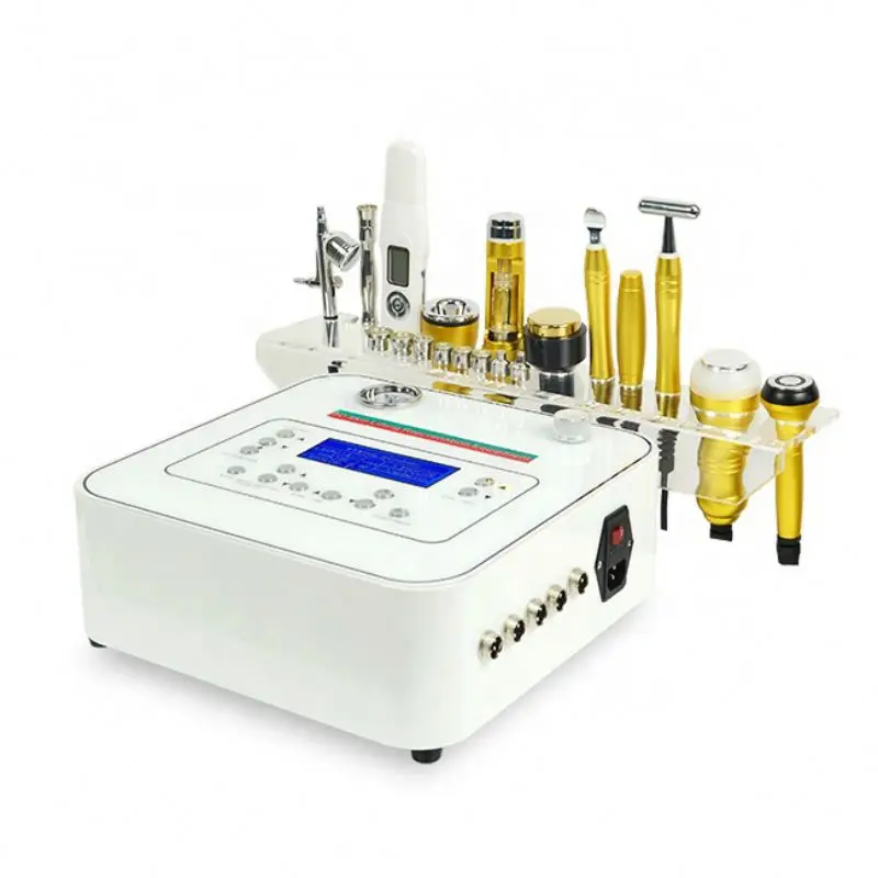 

10 in 1 professional diamond dermic microdermabrasion mesotherapy electroporation microcurrent face lift machine, Silver