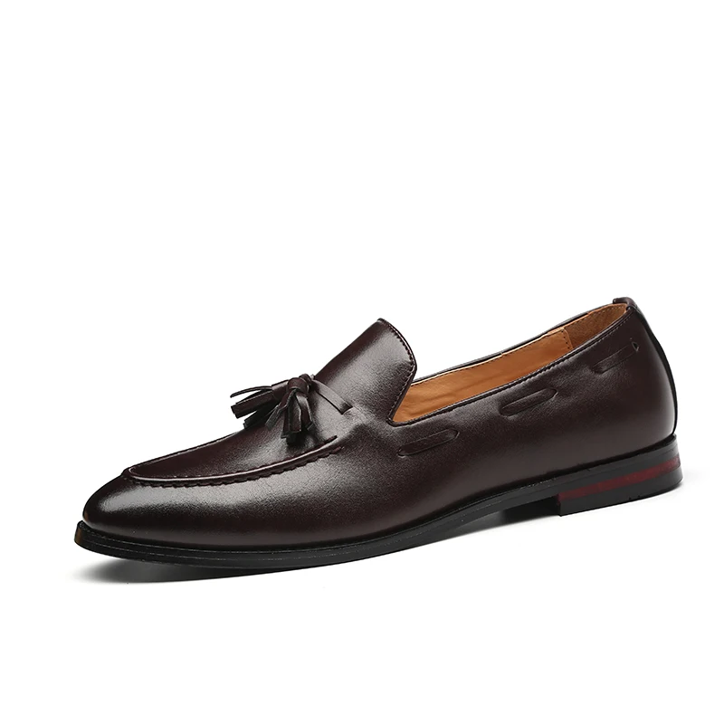 

Original Quality Size 47 48 Fashion Male Tassel Loafers Breathable Brown and Black Leather Shoe for Men, Black,brown