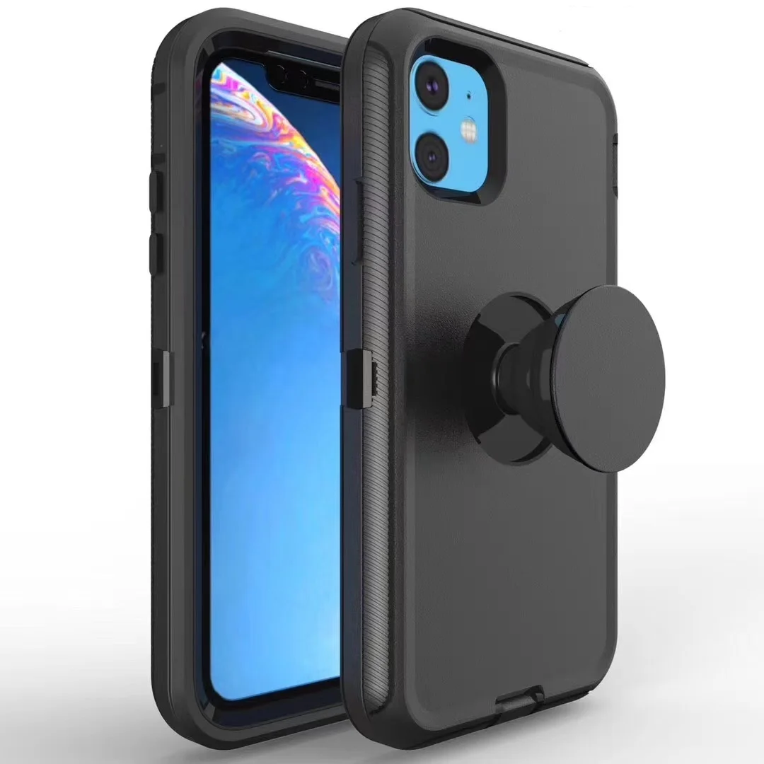 

Defender Holder Phone Case Built In Kickstand 3 in 1 Shockproof Protector Phone Case Wholesale for iPhone 12, Colors optional