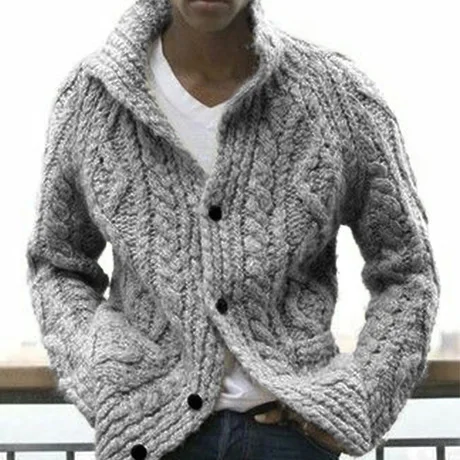 

2020 Autumn And Winter Sweater Men's Solid Color Knitted Jacket