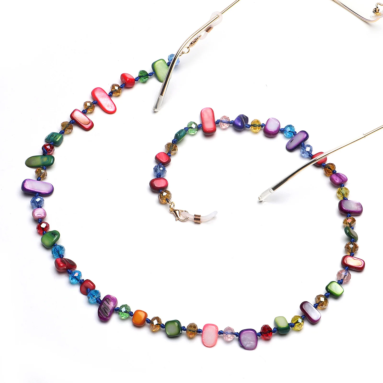 

Fashion Handmade Wholesale Beaded Colorful Shell Sunglasses Glasses Eyewear Sunglasses Rope String Chains Holder For Sunglasses