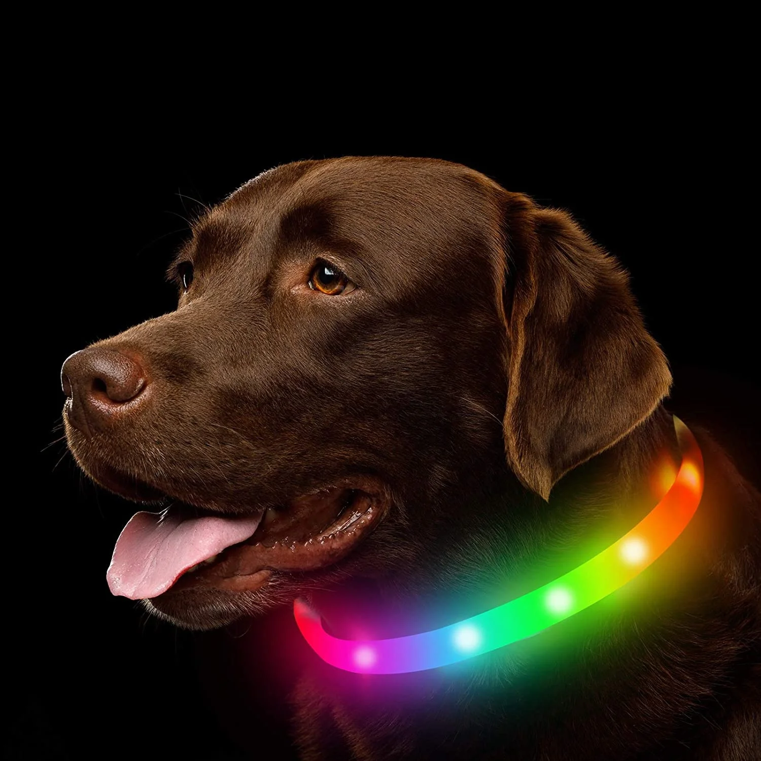 

Pet Cats and Dogs Self-protection Easy to Find USB Charging Reusable any Adjustable Size Led Luminous Collar Personalized Animal, 6 types of monochrome +3 types of colorful