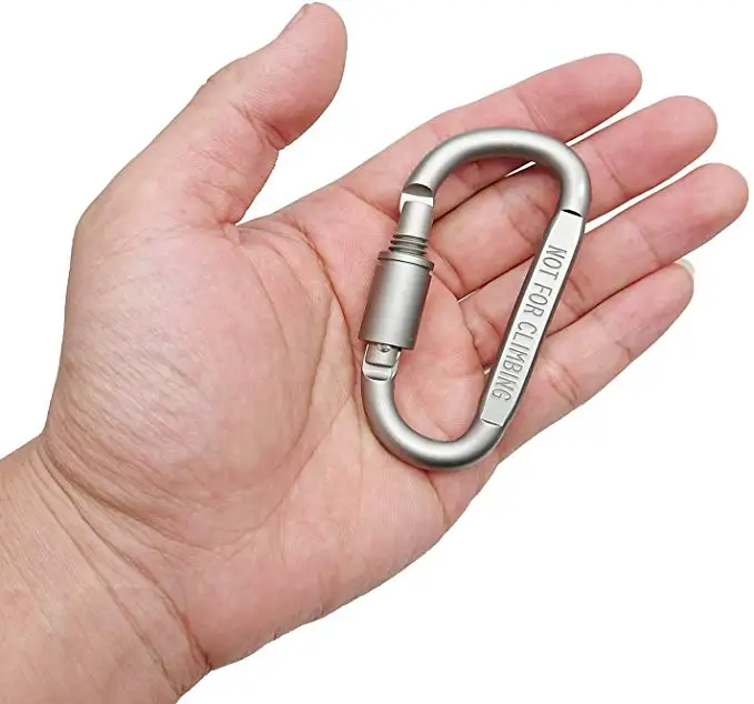 Carabiner Clips Aluminum D Ring Locking Strong And Light Caribeaner For
