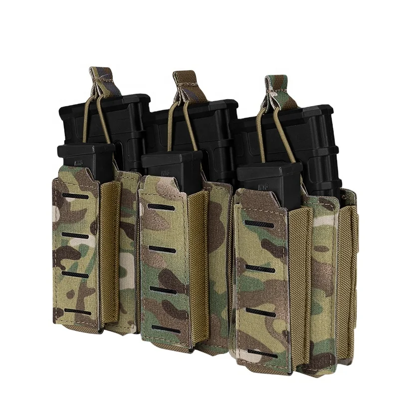 

IDOGEAR Triple Mag Pouch Elastic Tactical Open Top MOLLE Kangaroo Magazine Pouch for for 5.56mm & 9mm Mags