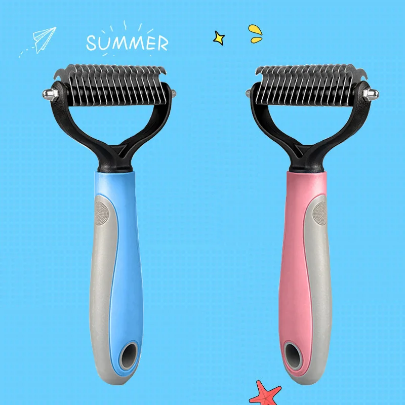 

Pet Hair Removal Fur Trimmer Deshedding Brush Grooming Tool Double Sided Pet Groom Demat Dematting Comb