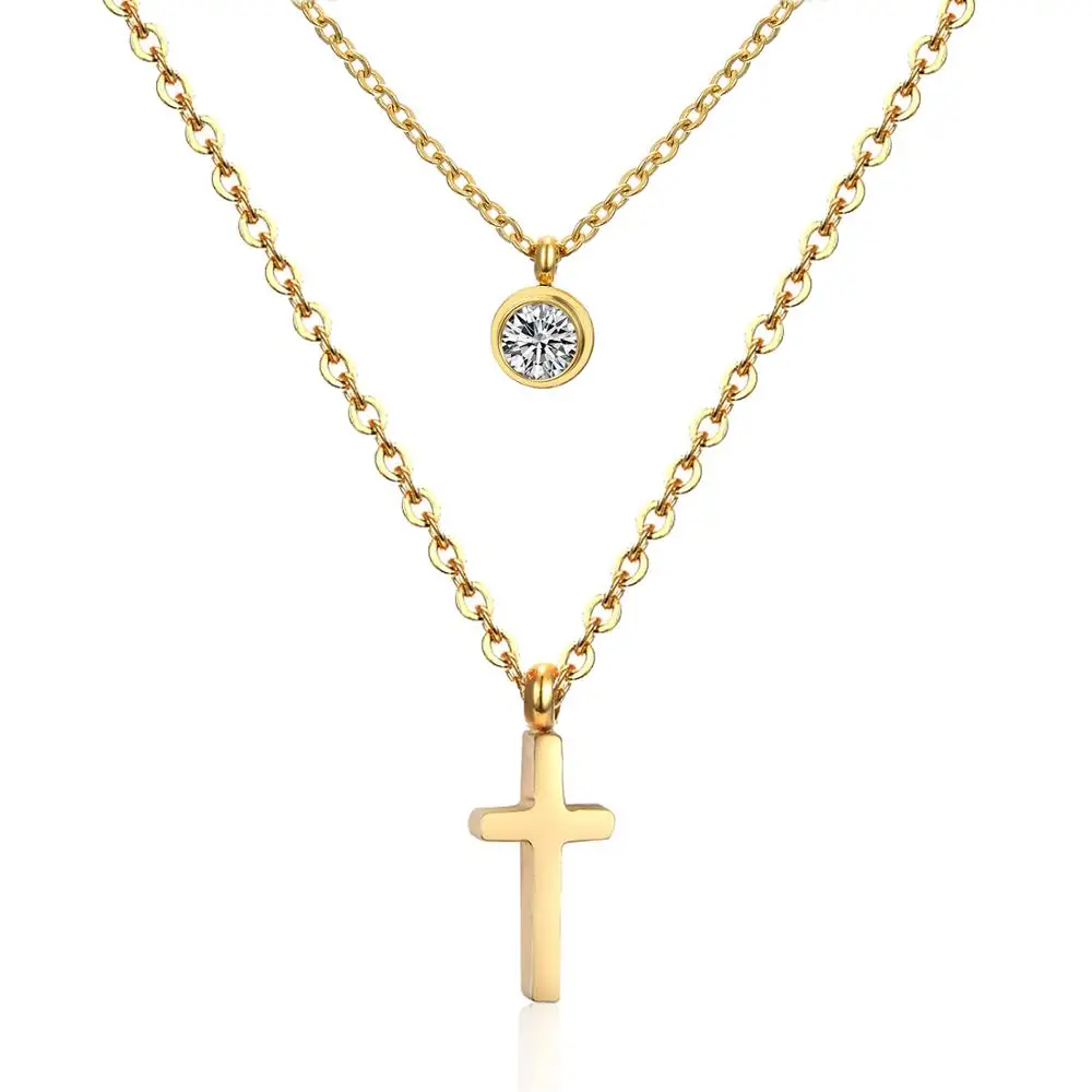 

Western Fashion Style Cross Necklace Jewelry Type Body Jewelry Chains Gold Plated Pendant Necklace For Unisex Women