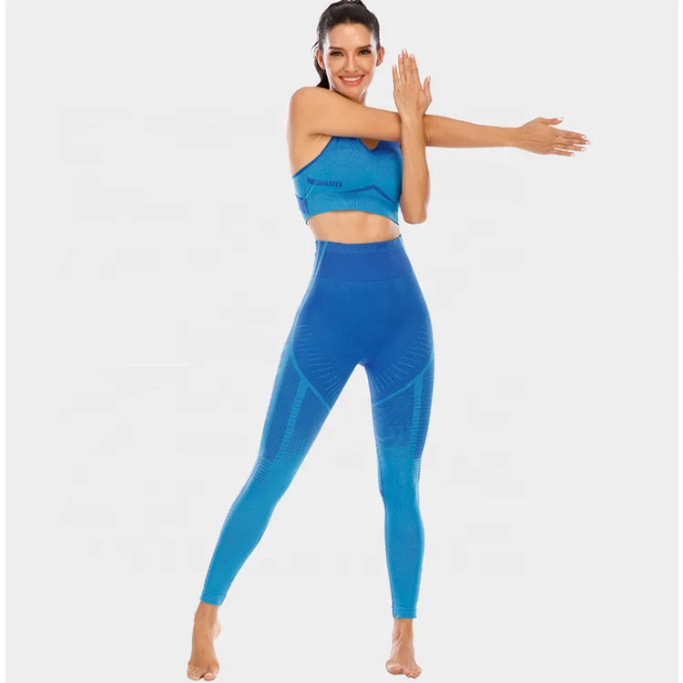 

Seamless Yoga Set Women's Tracksuit Bra Set 2pcs High Waist Leggings Pants Sportswear Women Gym Clothes Suit, As pitures/customized colors