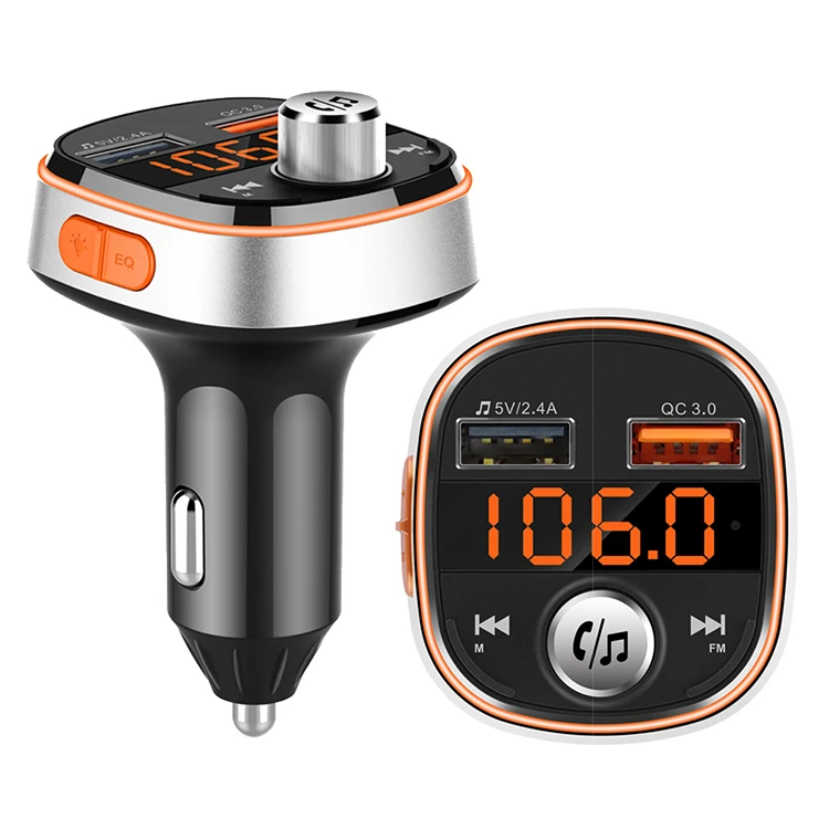

QC3.0 Port Micro SD Card Reader Car Mp3 Player Fm Stereo Transmitter Fast Car Charger USB for smart cell phone iphone