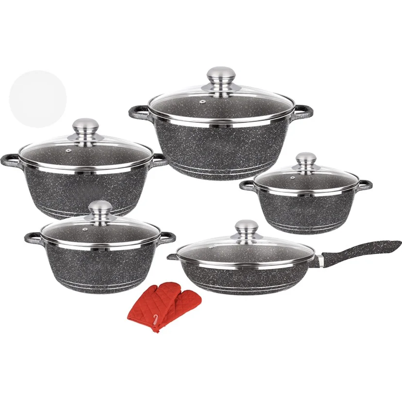 

Die casting aluminum non stick granite induction bottom casserole sauce pot cookware 12 set, Customized