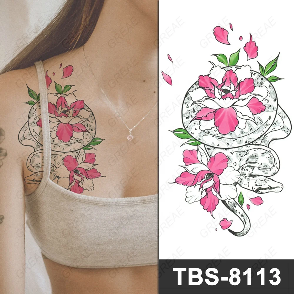 

Newest Waterproof Women Fake Flower Tattoo Sticker Custom Made