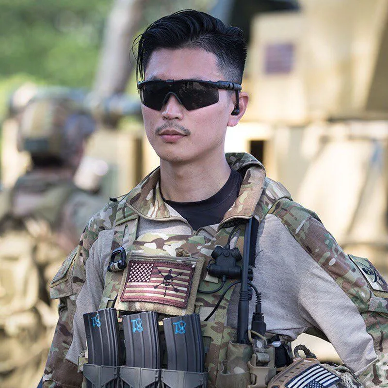 

Tactical Combat Sunglasses Men Tactical Military Ballistic Eyeshield Shooting Glasses Goggles, Black tan od