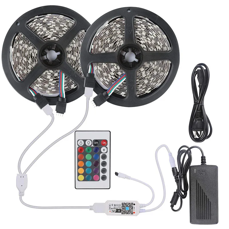 ewelink WIFI RGB LED Strip Light WIFI Controller control the LED light with the 24 keys IR remote controller.