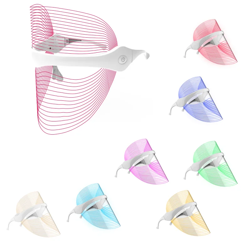 

2021 High Quality Portable Korean Beauty Salon Home 7 Color Led Light Therapy Facemask OEM Photon Led PDT Facial Mask, White