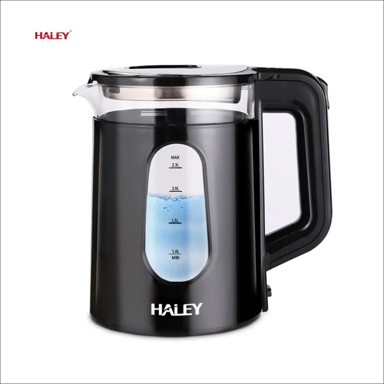 Haley 2020 new style 2.3L Borosilicate glass price electric kettle with LED light insulation kettle glass