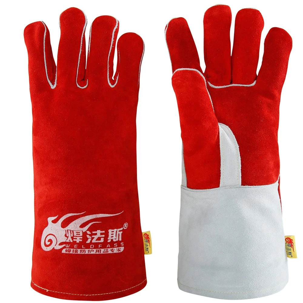 Electric Welding Gloves Double Layers Burn Heat Insulation Wear Resistance Antislip Working