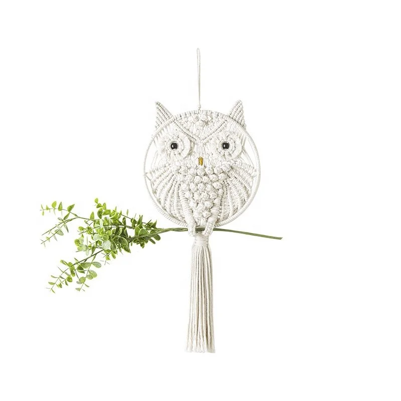 

Wholesale Handmade Hanging Cotton Owls Home Decoration Classic Crochet Wall Decoration Owl Decor, White
