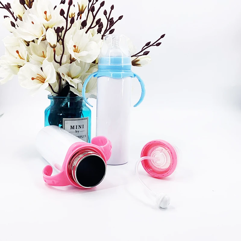 

High Quality 8oz sublimation blank baby nursing feeding water bottle stainless steel kid sippy cup DIY gift, Customized color for 240ml baby feeding bottle