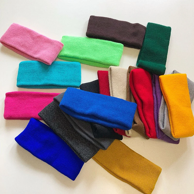 

Wholesale Custom Logo Hair Accessories Colorful Solid Stretchy Head Band Sweat Bands Sport Yoga Headbands Hair Band For Adult