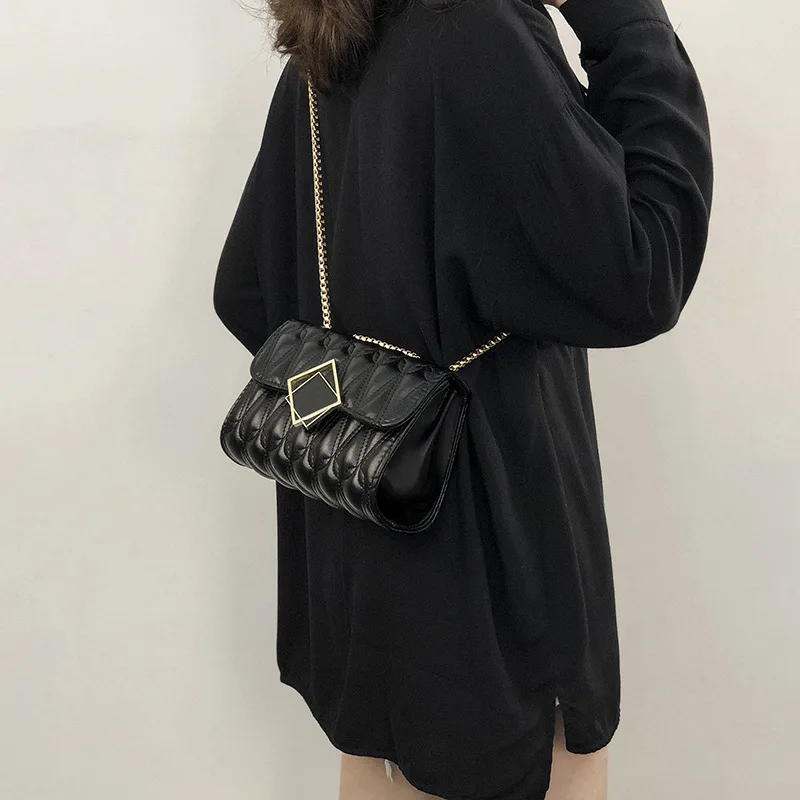 

Ins Hot Exquisite ladies Pu small square hand bags designer purses Mini chain purses and handbags for women, Black,white