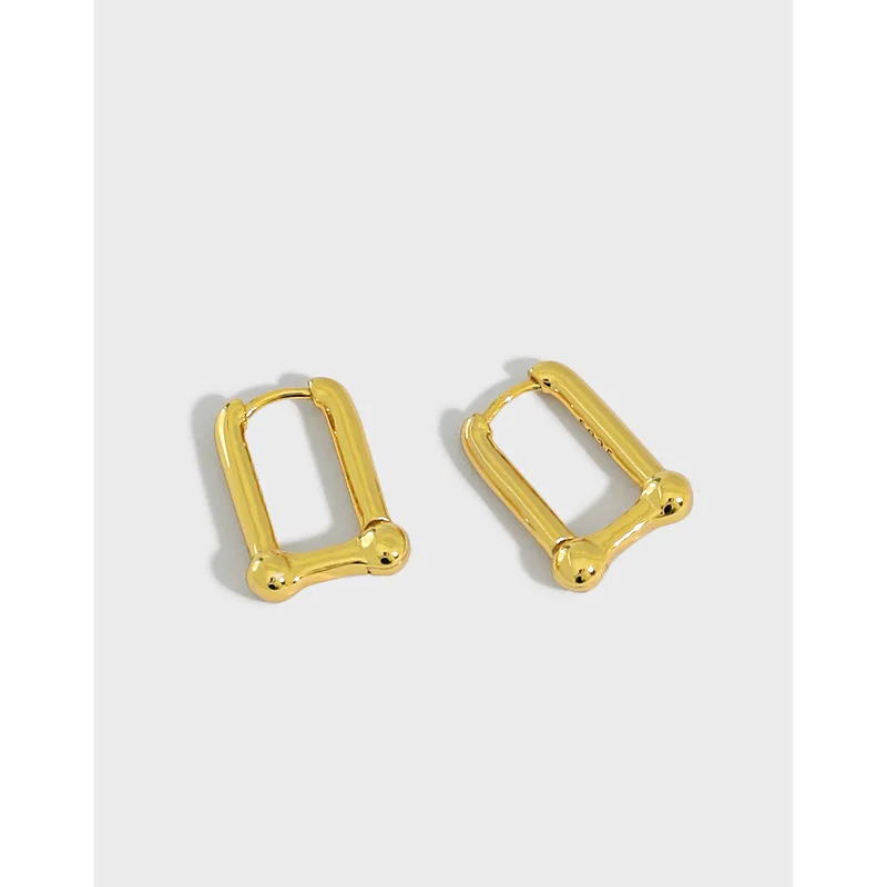 

Hot Selling Real Gold Plated U Shape Circle Clip On Earrings 925 Sterling Silver Geometric Circle Huggie Earrings