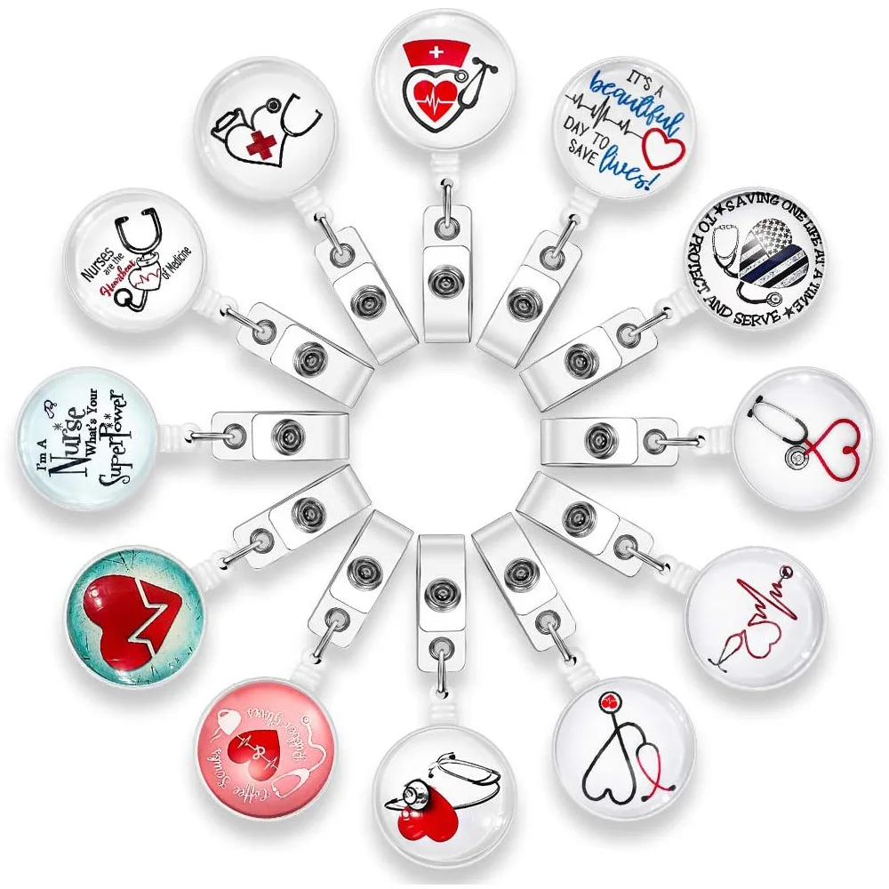 

Hot Sell In Amazon Nurse Badge Holder Custom Cute Retractable Badge Reel