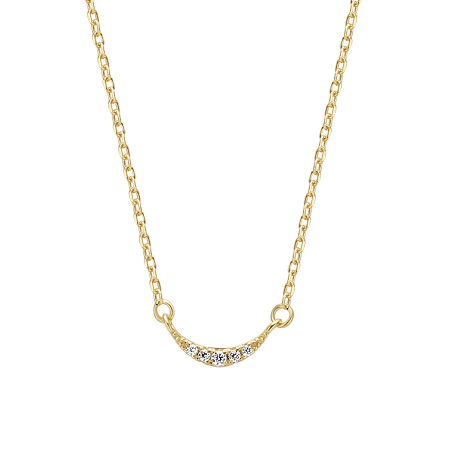 

Fashion women jewelry 925 silver jewelry wholesale gold plated crescent moon necklace for women