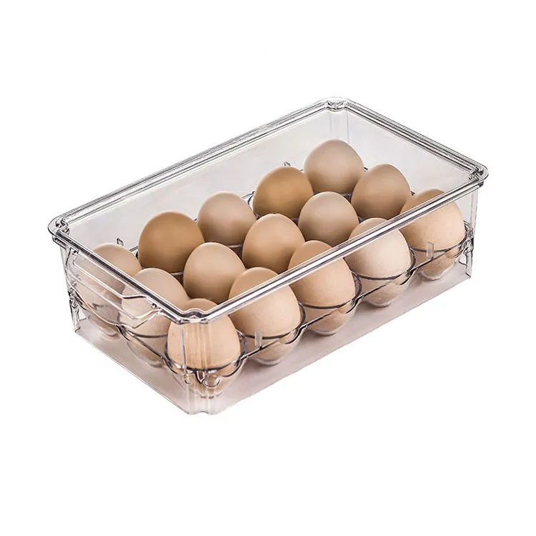 

BPA Free Polyethylene Stackable Plastic Egg Containers Covered Egg Holders for Refrigerator Freezer Pantry Organization