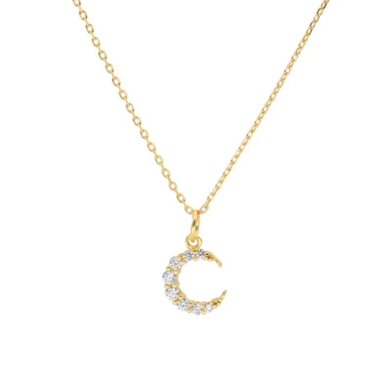 

Hot sale gold plated 925 sterling silver CZ moon necklace for women girls, Gold/silver