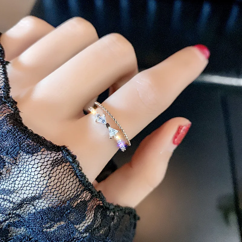 

2021 open finger zinc alloy bow women fashion rings