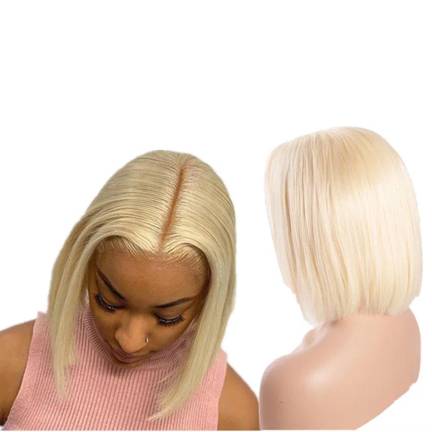 

Wholesale 100% Raw Brazilian Human Hair Wigs TLace Transparent HD Swiss Lace Front 613 Blonde Bob T Part Wigs Vendors, T1b/613#