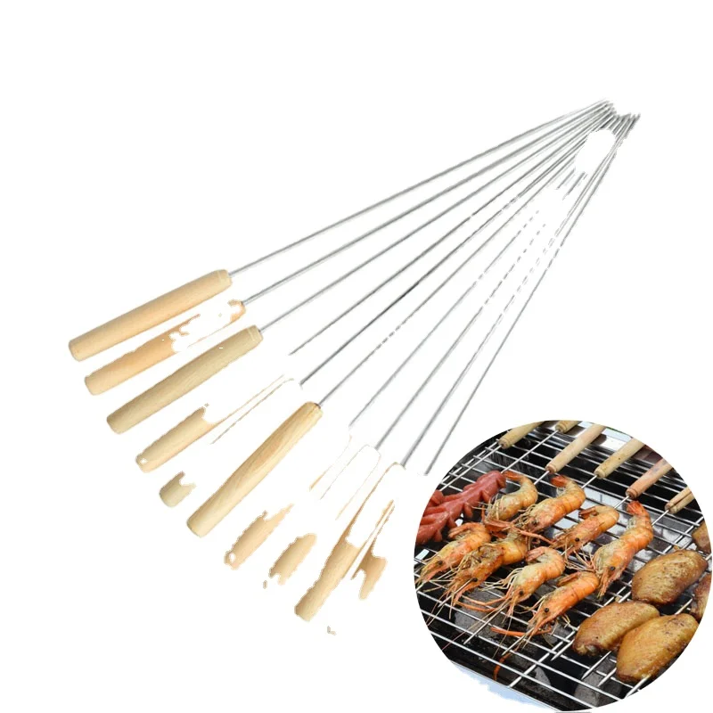 

Hometree 10 Pcs Wood Hard Shape Stainless Steel Needle Barbecue Skewers Bbq Cooking Tools For Picnic Camping