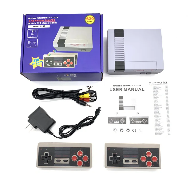 

Cheap price Mini TV Video Classic Edition 8 Bit Game Retro Update 620 Game Console For SNES Nintendo With Wireless Controllers, Black+red+grey