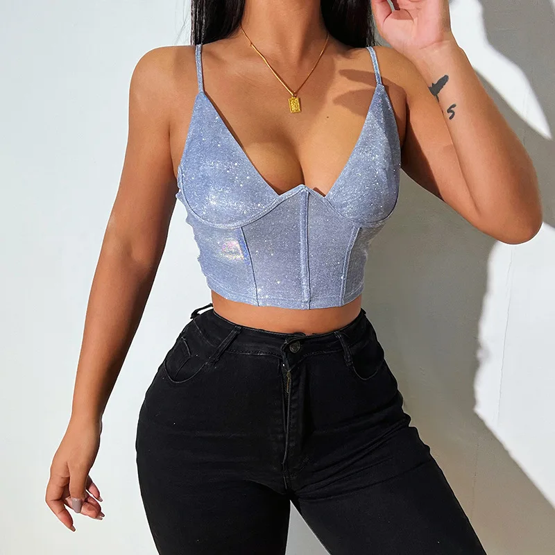 

Hot Sale Summer Crop Top Women Sexy Bustier Backless Camis Tee Female Sleeveless Strap Tank Top Black Casual Cropped Tops