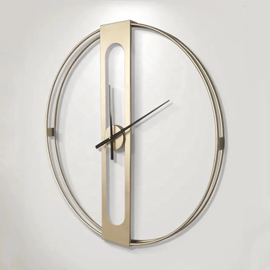 

Round Metal Wall Clock Black or Gold Color for Bedroom Decoration, Gold/black