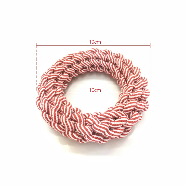 

Hot Sale Molar Teeth Cleaning Dog Toys Circle Shape Handmade Cotton Rope Large Dog Chew Toys, 2 colors