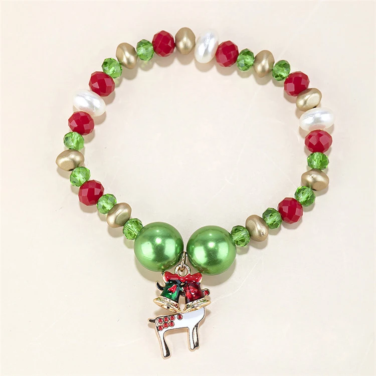 

Elk Christmas Pendant Bracelt Pendant Bracelet Big Color Bead Crystal Christmas Jewelry New Bracelet, Picture shows