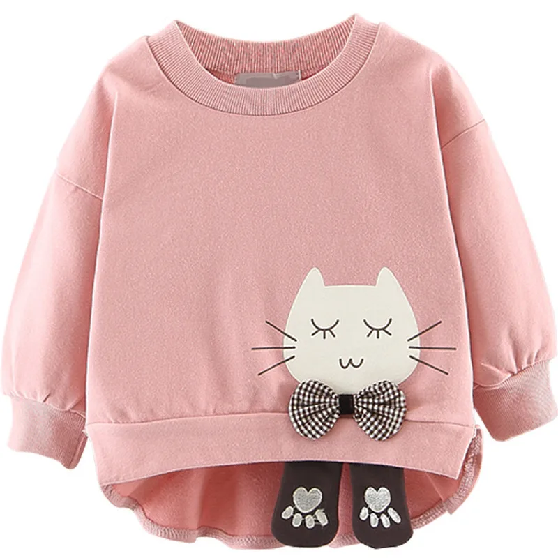 

2020 Baby sweater Spring autumn long sleeve cartoon cat bottom shirt sweater children blouse kids clothing sets for girls, Picture