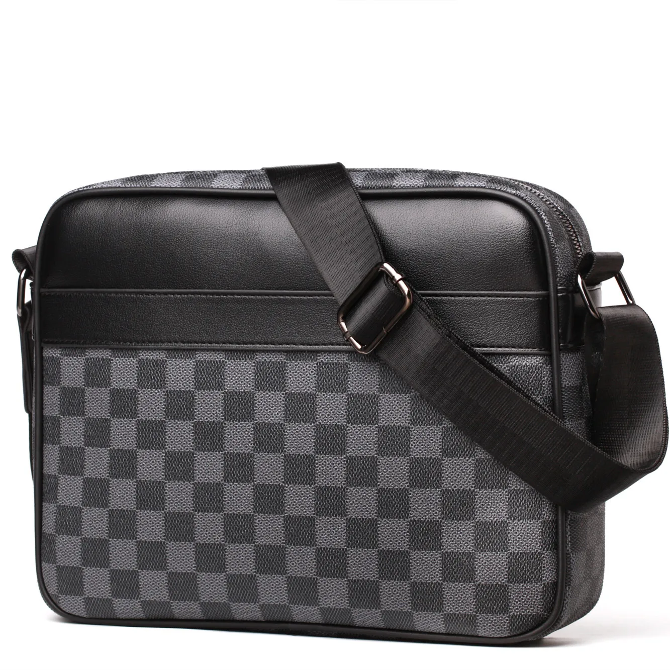 

2021 lattice Shoulder messenger bag casual business briefcase men, Black