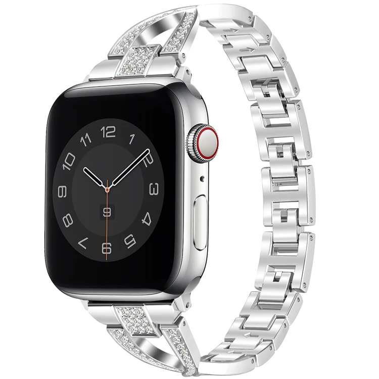 

Buckle diamond metal strap for Iwatch 6 Band stainless steel 22MM strap for Apple Watch, Black/silver/gold/rose gold/frosted champagne gold/frosted rose gold