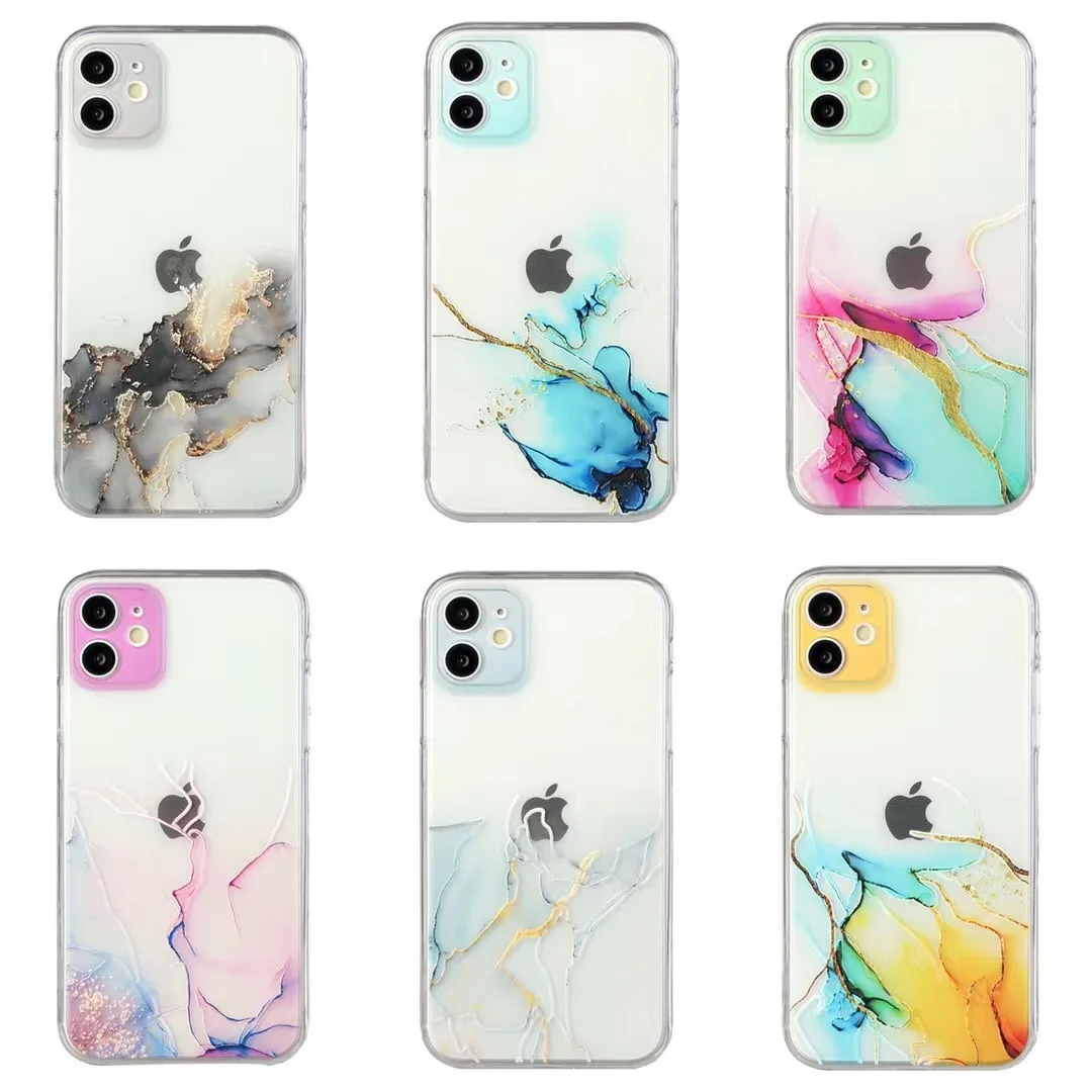 

Watercolor Painting Phone Case For iPhone 12 Pro 11 Pro Max X XR XS Max 7 8 6s Plus SE 2020 Clear Shockproof Soft TPU Back Cover