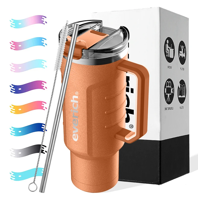 

Stainless Steel double wall vacuum insulated Coffee Beer Colar Tumbler Cup Mug Big Grip Handle 30/40/50oz Double wall BPA free