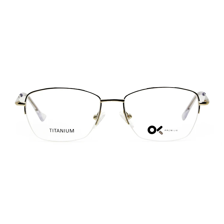 

99304 C1 High Quality Round Half-Rim Titanium Optical Eyeglasses, 4 colors