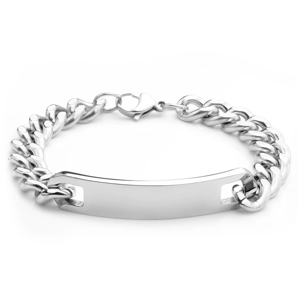 

Custom Logo Stainless Steel Cuban Link Chain Men Bracelet