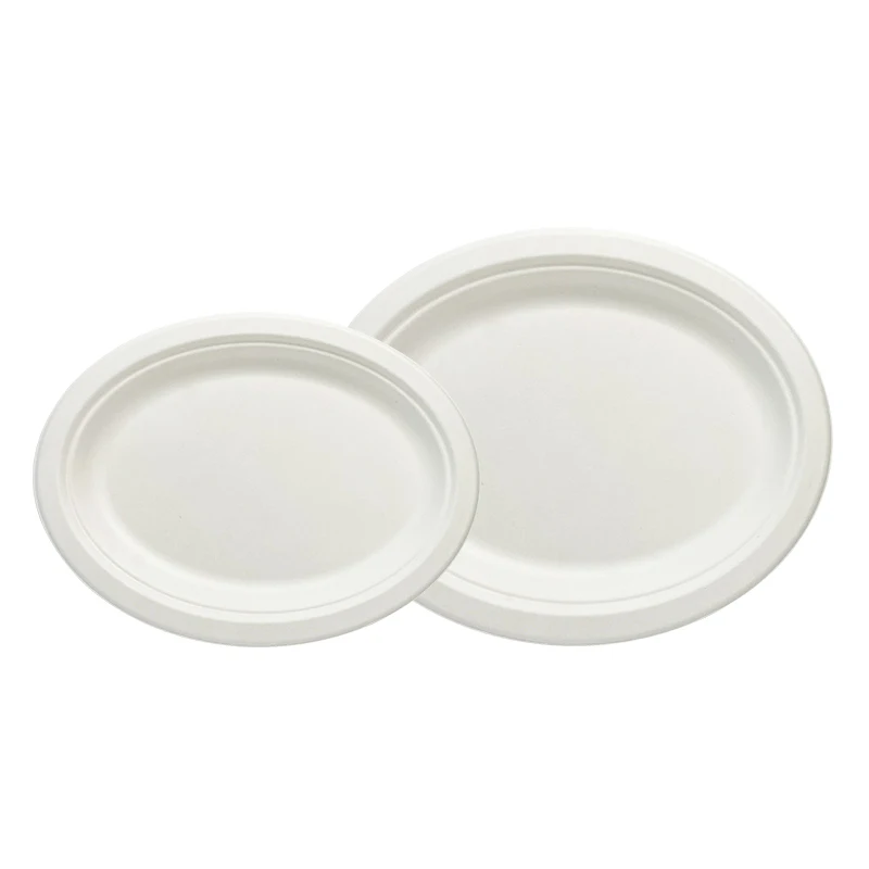

10'' 12'' Eco-friendly Disposable Bagasse Oval Plate Sugarcane Food Plate